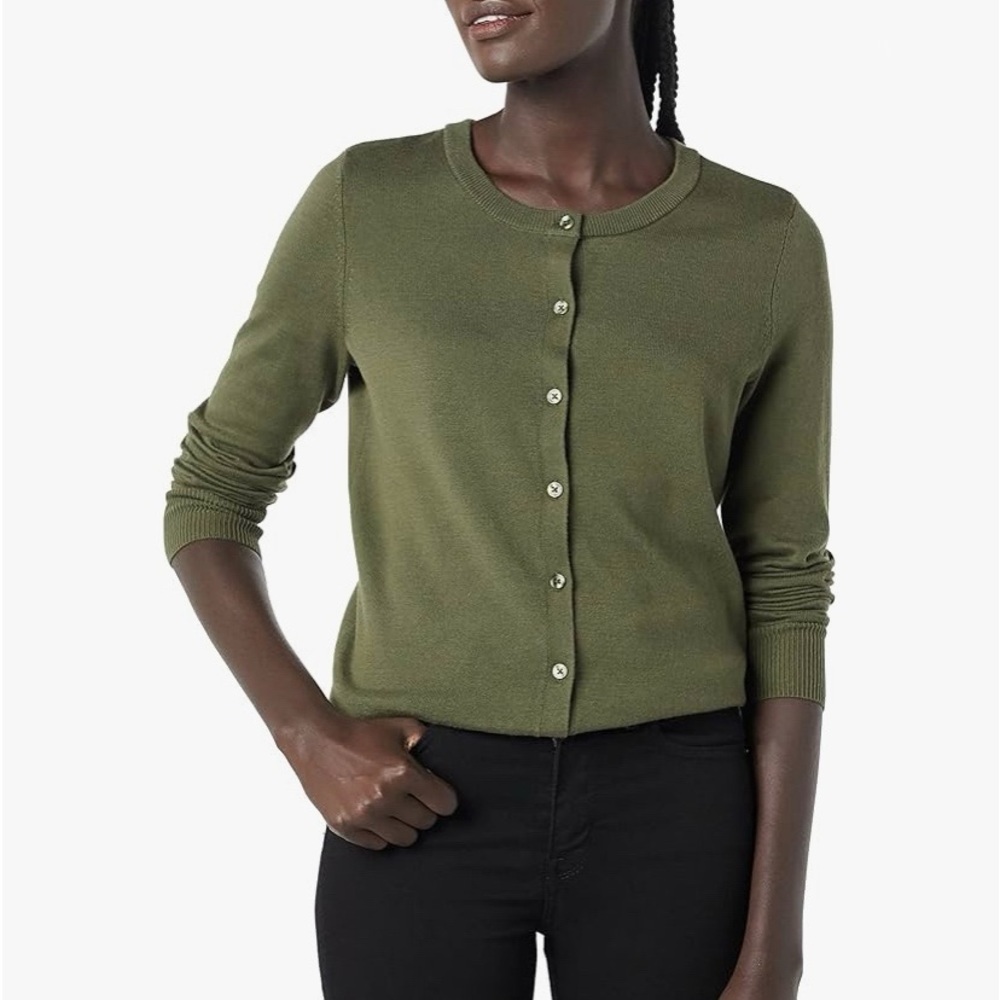 Halogen Crew Neck 3/4 Sleeve Cardigan